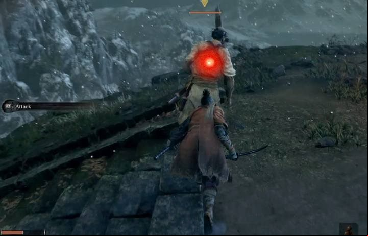 Perform a stealth attack by sneaking up on an enemy from behind and attacking them when you see a red dot on their back - Stealth gameplay in Sekiro Shadows Die Twice - Basics - Sekiro Guide and Walkthrough