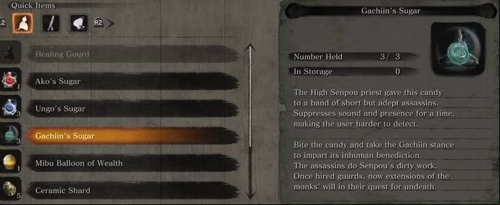 Another method of improving your stealth is to use Gachiins Sugar - Stealth gameplay in Sekiro Shadows Die Twice - Basics - Sekiro Guide and Walkthrough