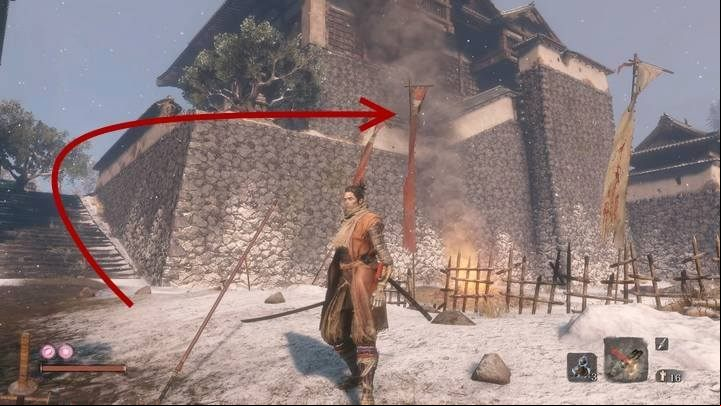After the battle, go to the gate from which the boss walked out - Ashina Outskirts | Sekiro Shadows Die Twice Walkthrough - Main story - Sekiro Guide and Walkthrough