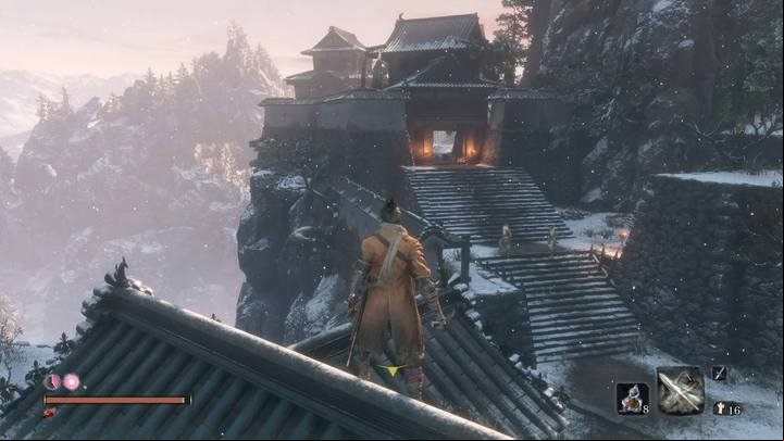 The path to the castle you can safely overcome by jumping on the roofs and walls; however, this is not required. - Ashina Outskirts | Sekiro Shadows Die Twice Walkthrough - Main story - Sekiro Guide and Walkthrough