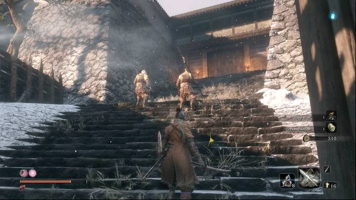 In front of the gate it is worth just to take out two guards - cause they may chase you through the gate, when the boss fight will begin. - Ashina Outskirts | Sekiro Shadows Die Twice Walkthrough - Main story - Sekiro Guide and Walkthrough