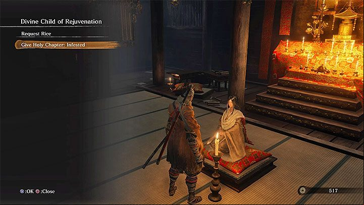Divine Child of Rejuvenation is in the Inner Sanctum in Senpou Temple - Return | Sekiro Shadows Die Twice endings - Game Endings - Sekiro Guide and Walkthrough