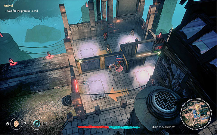 Follow the path in the arrival zone and dont go outside the green path with arrows - you will be attacked by guards - Arrival | Walkthrough | Main quest - Main Quests - Seven The Days Long Gone Game Guide