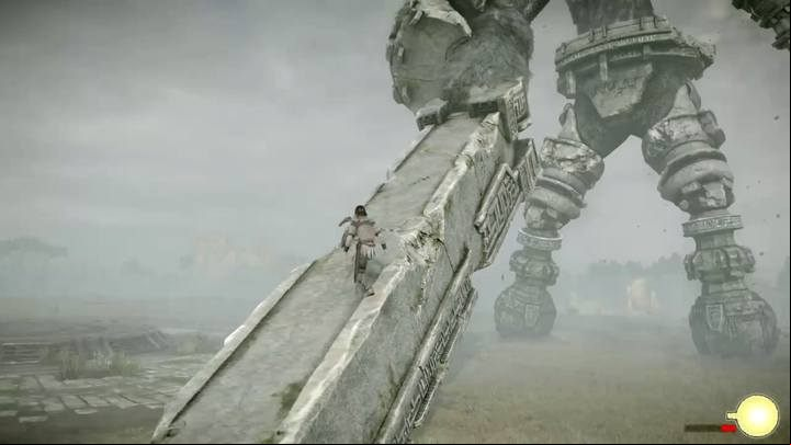 Jump on the boss weapon and continue your climb - Colossus 3 - Gaius | Shadow of the Colossus Walkthrough - Walkthrough - Shadow of the Colossus Game Guide
