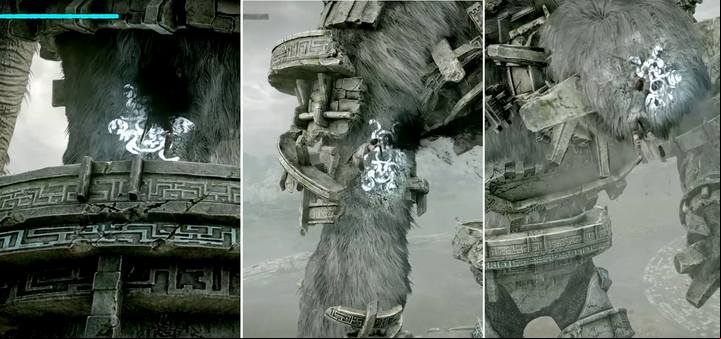 There are three vital points on the opponents body: stomach, the top of its head, and the right hand (only on hard difficulty level) - Colossus 3 - Gaius | Shadow of the Colossus Walkthrough - Walkthrough - Shadow of the Colossus Game Guide