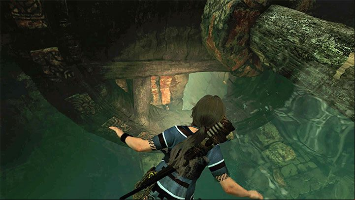 Jump into the water and dive - How to solve the gate opening puzzle of Eye of the Serpent in Cenotes? - Solving Riddles - Shadow of the Tomb Raider Game Guide