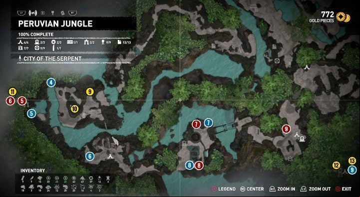 Treasure chests (10) can be found near Judges Gaze tomb - Relics, documents and treasure chests in Peruvian Jungle | Secrets in SoTR - Peruvian Jungle - Shadow of the Tomb Raider Game Guide