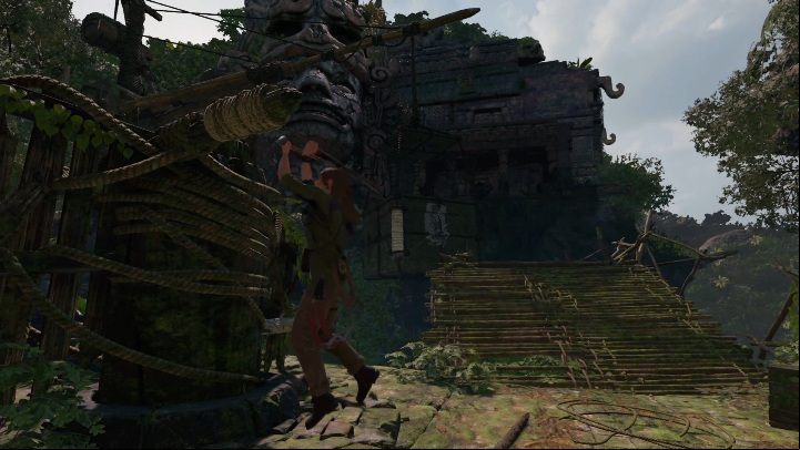 Move the mechanism once again, the use the rope to connect the crate and the mechanics - Challenge Tombs - Peruvian Jungle Tombs in Shadow of the Tomb Raider Game - Challenge Tombs - Shadow of the Tomb Raider Game Guide
