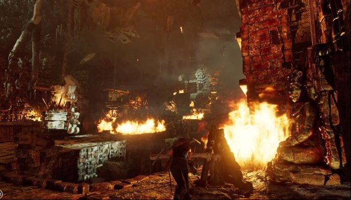 Firstly, move the machine to the right - Challenge Tombs - Kuwaq Yaku in Shadow of the Tomb Raider - Challenge Tombs - Shadow of the Tomb Raider Game Guide