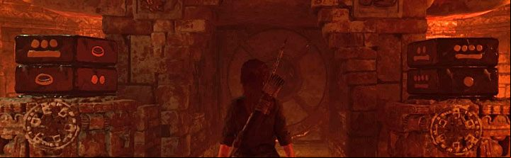 The hall features a locked gate with two interactive knobs on each side - Dig site and the solution to the puzzle in Kuwaq Yaku - Path of the Living - Kuwaq Yaku - Shadow of the Tomb Raider Game Guide