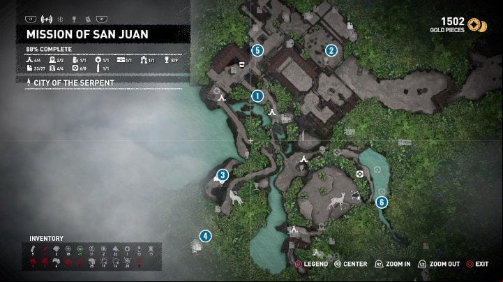 The most important locations connected to the Star Crossed side quest have been marked in the picture above - Mission of San Juan side quests in Shadow of the Tomb Raider - Side Quests - Shadow of the Tomb Raider Game Guide