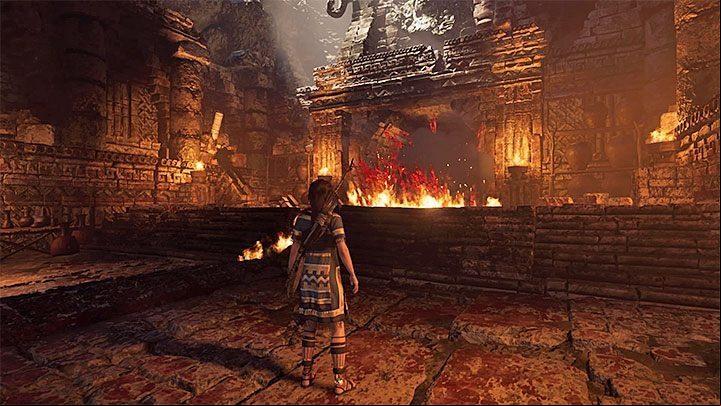 Get closer to the mechanism in the center presented in the picture 1 - Exploration of the Belly and Head of the Serpent - The Hidden City - The Hidden City - Shadow of the Tomb Raider Game Guide