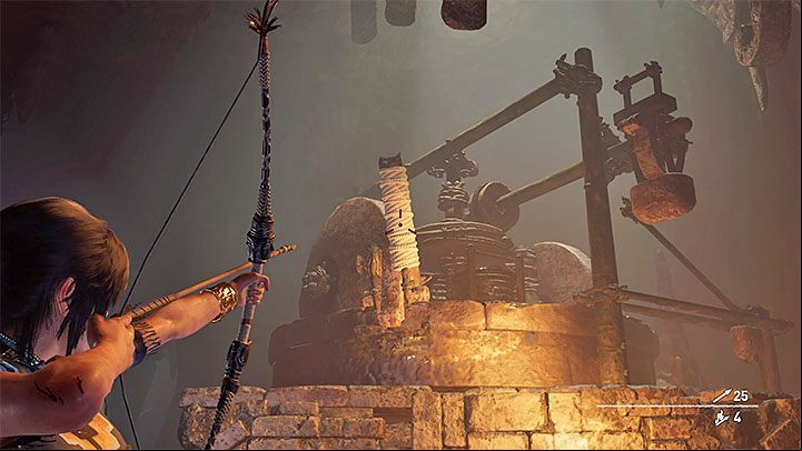 Go back to the upper part of the room and find a new lever with ropes (the picture above) - Exploration of the Belly and Head of the Serpent - The Hidden City - The Hidden City - Shadow of the Tomb Raider Game Guide