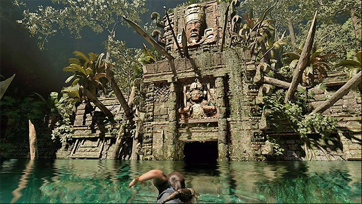 Approach the rope and catch it to reach Cenote Vista - Exploring of the temple - Eye of the Serpent; Empty-Handed - Mountain Temple Cenote - Shadow of the Tomb Raider Game Guide