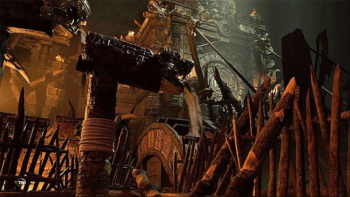 The last thing to do is to adjust the position of the taller construction - Exploring of the temple - Eye of the Serpent; Empty-Handed - Mountain Temple Cenote - Shadow of the Tomb Raider Game Guide