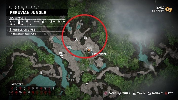 To start the Ruffled Feathers challenge you must go to the area marked on the map above - Challenges in Peruvian Jungle | Secrets in Shadow of the Tomb Raider - Peruvian Jungle - Shadow of the Tomb Raider Game Guide
