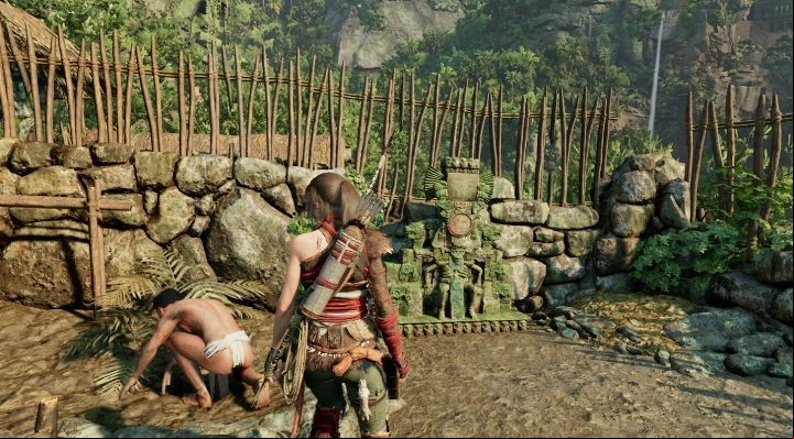 Mural First is located under a wooden stone fence - Murals in The Hidden City | Secrets in Shadow of the Tomb Raider - The Hidden City - Shadow of the Tomb Raider Game Guide