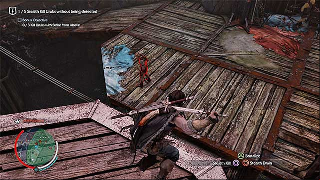 Stop above the single orcs and jump onto them - The Wraith (dagger) | Weapon Missions - Weapon Missions - Middle-earth: Shadow of Mordor Game Guide