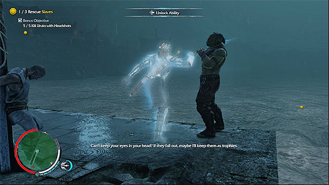 You can easily reach the prisoners, e.g. thanks to teleportation - The Evil Eye | Outcast Rescue Missions - Outcast Rescue Missions - Middle-earth: Shadow of Mordor Game Guide