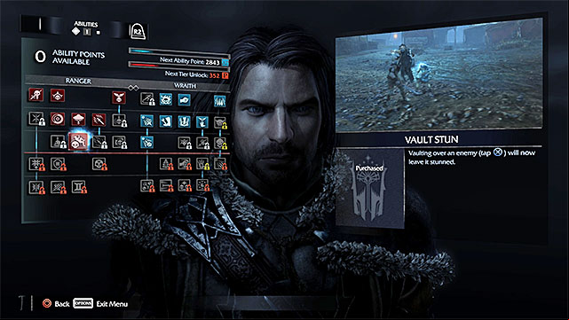 The abilities window - Abilities | Character development - Character development - Middle-earth: Shadow of Mordor Game Guide