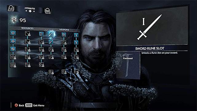 The attributes window - Attributes | Character development - Character development - Middle-earth: Shadow of Mordor Game Guide