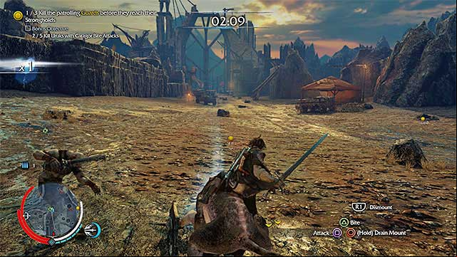 Have the caragor bite enemies, thus completing the bonus objective by the way - The Fell Beast (sword) | Weapon Missions - Weapon Missions - Middle-earth: Shadow of Mordor Game Guide