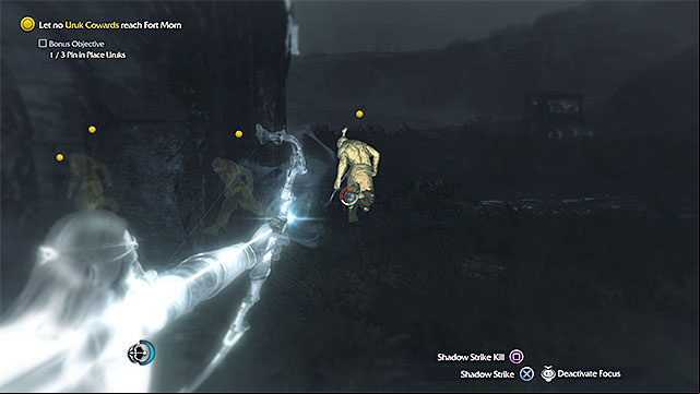 The primary objective of this mission is to kill the orcs fleeing from the graug - There Is No Escape (bow) | Weapon Missions - Weapon Missions - Middle-earth: Shadow of Mordor Game Guide