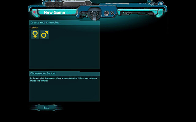 You start with choosing your gender - Character - Shadowrun Returns - Game Guide and Walkthrough