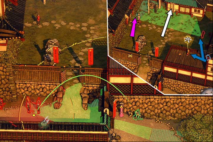 You are now in the inner courtyard of the castle - Mission 13 - Sunpu Castle | Walkthrough - Campaign - Shadow Tactics: Blades of the Shogun Game Guide