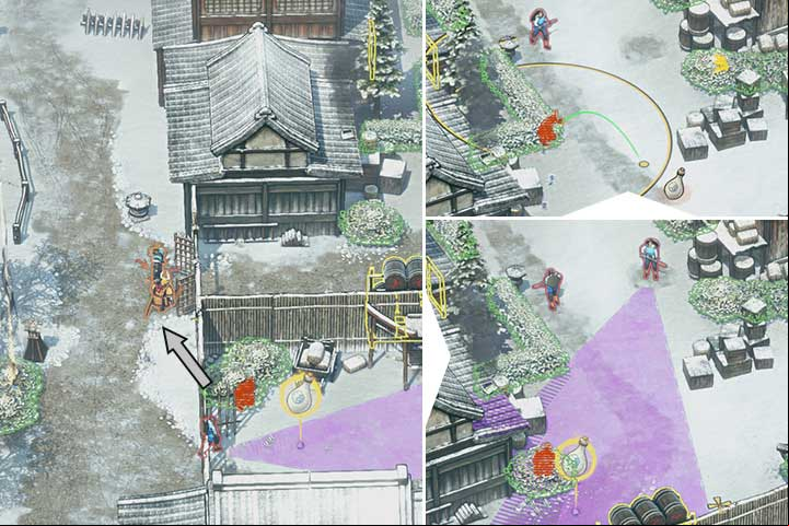 As Mugen, go through the yards until you reach one with bushes in the corner - Mission 3 - Imai Town | Walkthrough - Campaign - Shadow Tactics: Blades of the Shogun Game Guide