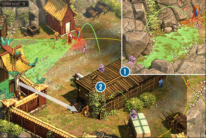 Move Aiko to cul-de-sac, on the right of the caravan - Mission 4 - Tsuru Mountain | Walkthrough - Campaign - Shadow Tactics: Blades of the Shogun Game Guide