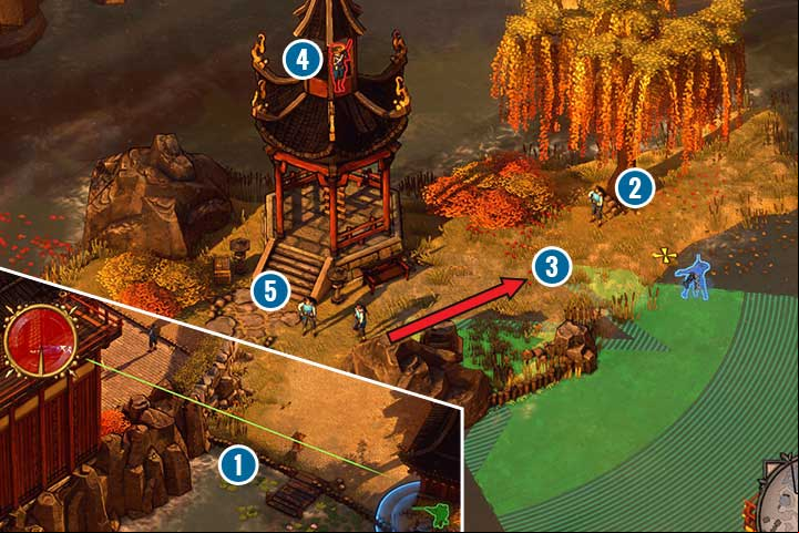 Clear the way to a little house near the lake - Mission 5 - Lord Yabus Palace | Walkthrough - Campaign - Shadow Tactics: Blades of the Shogun Game Guide