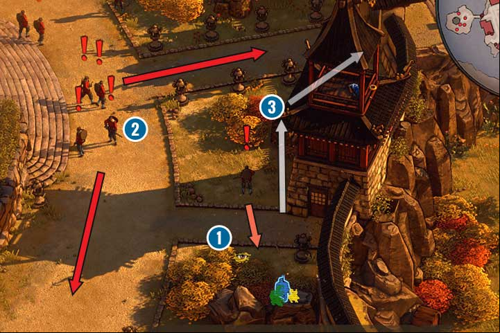 The map will fill with guards in a matter of moments - Mission 5 - Lord Yabus Palace | Walkthrough - Campaign - Shadow Tactics: Blades of the Shogun Game Guide