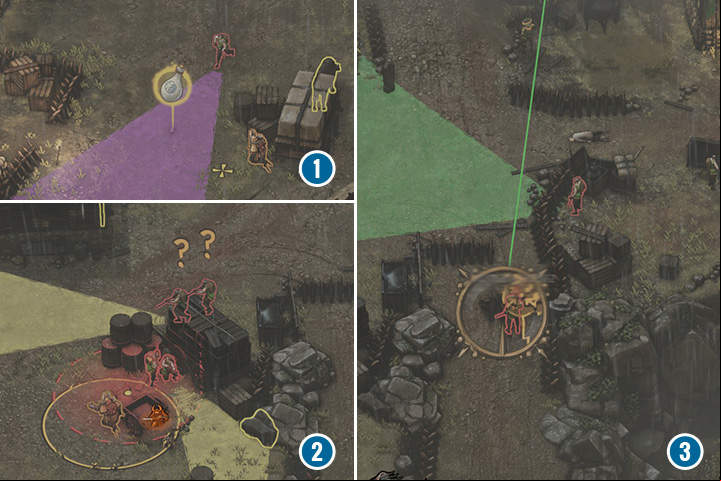Patrols coming back to the village will stand in your way - theyre anxious so theyve secured the only entrance to the village - Mission 7 - Suganuma Village | Walkthrough - Campaign - Shadow Tactics: Blades of the Shogun Game Guide