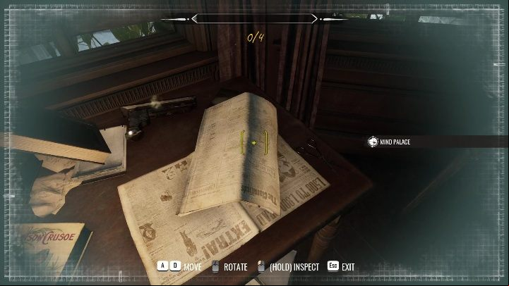 On the cabinet located to the right of the desk, you will see piles of papers - Sherlock Holmes Chapter One: Mothers love, Sherlocks room - walkthrough - Motherly love - Sherlock Holmes Chapter One Guide