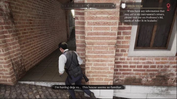 After getting the information, you need to go to a man who puts up the posters - Sherlock Holmes Chapter One: String Theory - walkthrough, Other Cases - Other matters - Sherlock Holmes Chapter One Guide