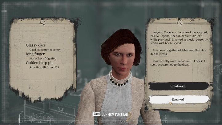 When you inspect the woman, you'll get new information - Sherlock Holmes Chapter One: Iron Coffin - walkthrough, Other Cases - Other matters - Sherlock Holmes Chapter One Guide