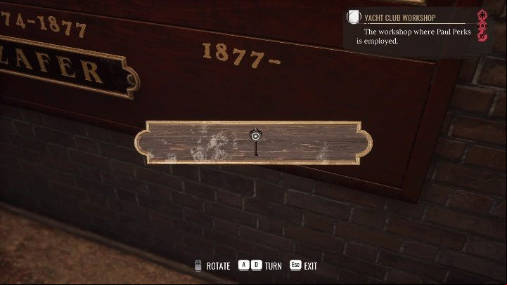 After examining the door to the room, you need to go back a bit and check the name plate - Sherlock Holmes Chapter One: Gilded Cage, boat workshop - walkthrough - A gold-plated cage - Sherlock Holmes Chapter One Guide