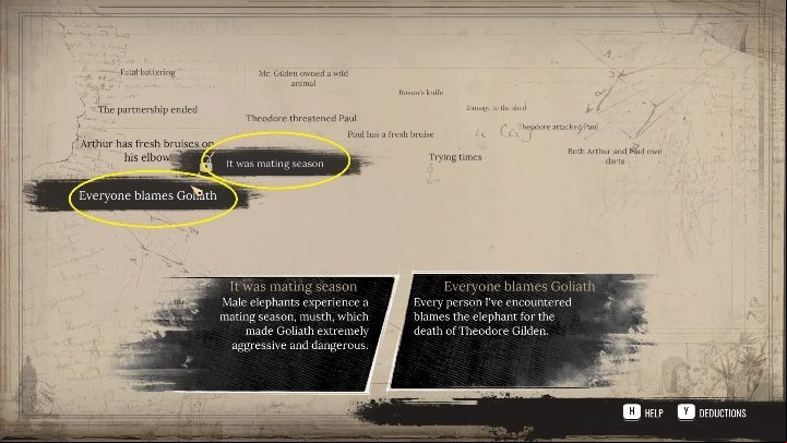 After getting all the information from the workshop and from the excavations, enter your mind palace and connect the facts - Sherlock Holmes Chapter One: The Gilded Cage, finding Goliath - walkthrough - A Gilded Cage - Sherlock Holmes Chapter One Guide