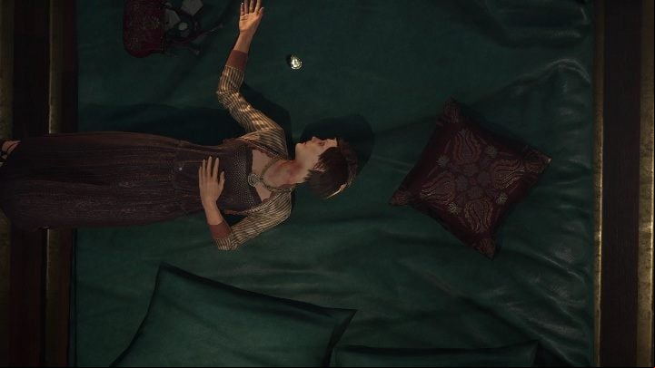 When you enter the room, you'll find that the lady is dead - Sherlock Holmes Chapter One: Ghosts of the Past, seance room - walkthrough - Ghosts of the past - Sherlock Holmes Chapter One Guide