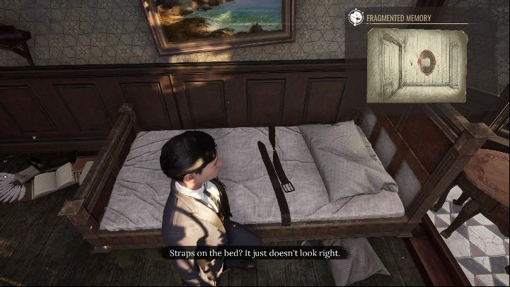 Now it's time to take a look at the bed - Sherlock Holmes Chapter One: Mothers love, Violet Room - walkthrough - A Mothers Love #3 - Sherlock Holmes Chapter One Guide