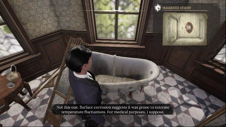 The next thing you need to examine is the bathtub - Sherlock Holmes Chapter One: Mothers love, Violet Room - walkthrough - A Mothers Love #3 - Sherlock Holmes Chapter One Guide