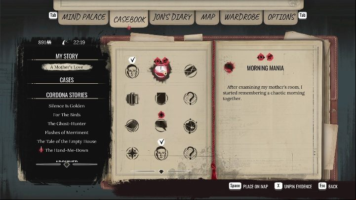 After examining the entire apartment, the next tasks will appear in the casebook - Sherlock Holmes Chapter One: Mothers love, Violet Room - walkthrough - A Mothers Love #3 - Sherlock Holmes Chapter One Guide