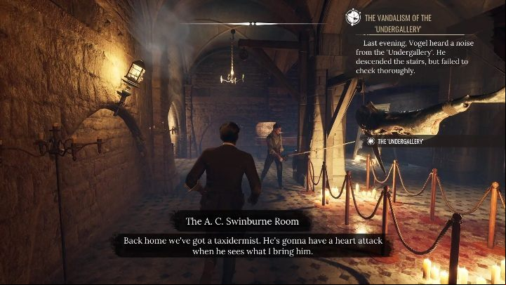 As soon as you enter the underground area, you will see a shark - Sherlock Holmes Chapter One: The Muse From Abroad, Art Gallery - walkthrough - Muse from abroad - Sherlock Holmes Chapter One Guide