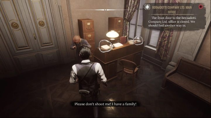 After checking things in a small room, it's time to change the task in the casebook and move on - Sherlock Holmes Chapter One: The Muse from Abroad, Norton and Bernadotti - walkthrough, solution - The Muse From Abroad - Sherlock Holmes Chapter One Guide