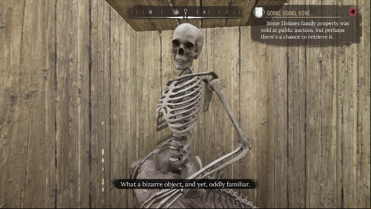 In the box you will find a mermaid skeleton, which will remind Sherlock of another room located in the house - Sherlock Holmes Chapter One: A Mothers Love, cabinet of curiosities - walkthrough - Motherly love #4 - Sherlock Holmes Chapter One Guide