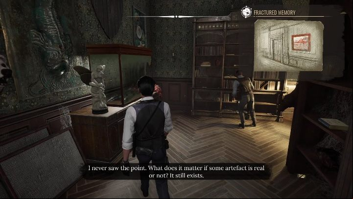 As soon as you enter the cabinet of curiosities, you have to check a lot of items - Sherlock Holmes Chapter One: A Mothers Love, cabinet of curiosities - walkthrough - Motherly love #4 - Sherlock Holmes Chapter One Guide