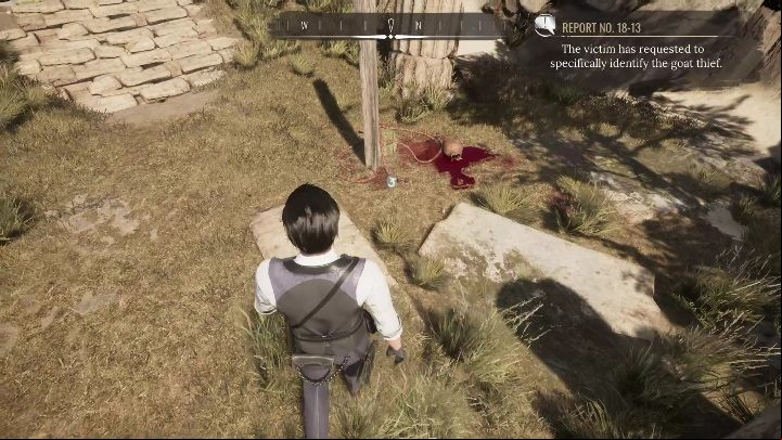 3rd evidence: It's a red rope right next to a sturdy wooden pole - Sherlock Holmes Chapter One: The Scapegoat - walkthrough - Police cases - Sherlock Holmes Chapter One Guide