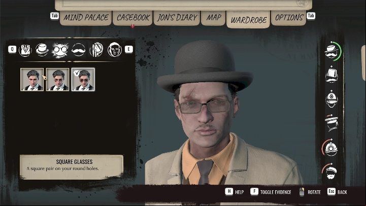 There is a special section called "wardrobe" - Sherlock Holmes Chapter One: Beginners guide - Basics - Sherlock Holmes Chapter One Guide