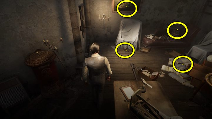 Moreover, examine the painting and books scattered around the room - Sherlock Holmes The Awakened: Chapter 3 - Edelweiss Institute - Chapter 3 - Edelweiss Institute - Sherlock Holmes The Awakened Walkthrough